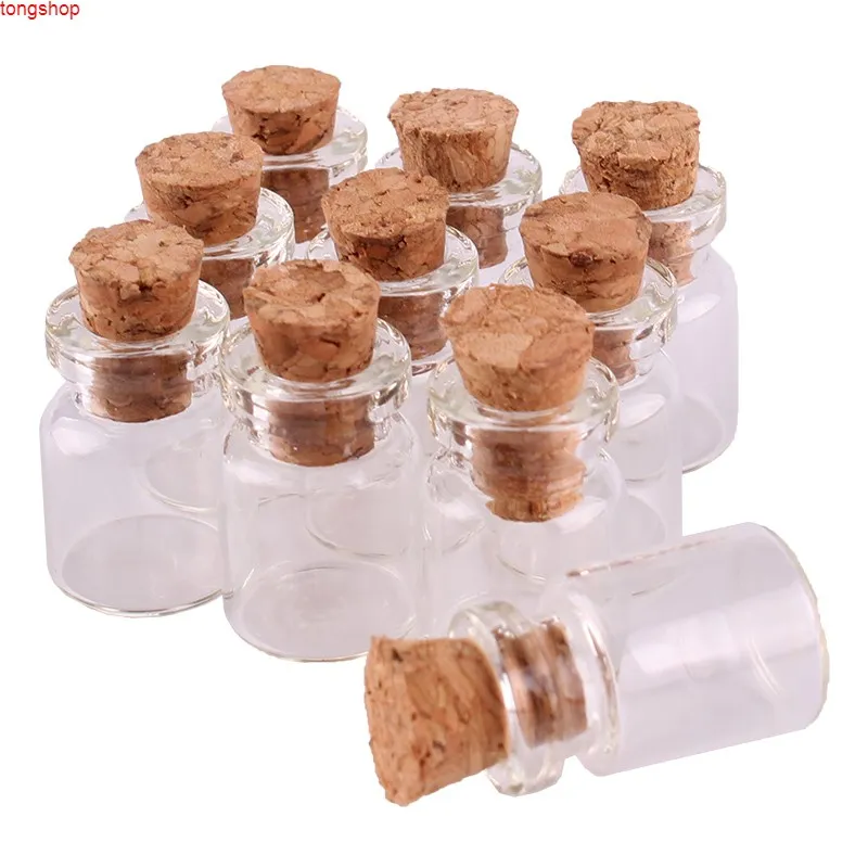 100 stks 12 * 18 * 6mm 0.5ml Mini Glass Wishing Flessen Tiny Jells Fials met Cork Stoppergoods