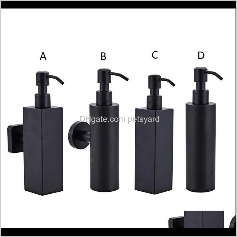 200ml wall mounted shower bottle pump stainless steel shampoo dispenser black liquid soap