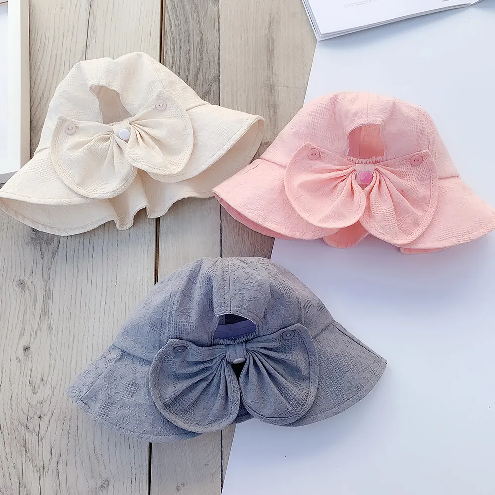 15700 bébé coton chapeaux enfants seau chapeau garçons filles Sunhat Bowknot princesse enfants casquettes de soleil