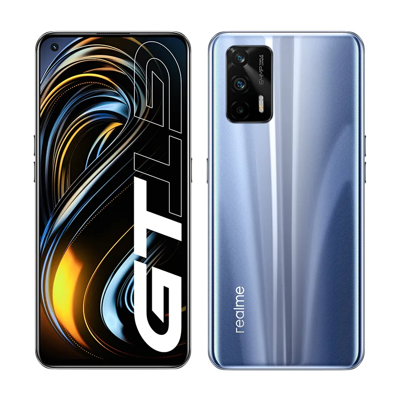 Téléphone portable d'origine Realme GT 5G 12 Go de RAM 256 Go de ROM Snapdragon 888 64.0MP AI 4500mAh Android 6.43 "AMOLED Super plein écran empreinte digitale visage NFC téléphone portable intelligent