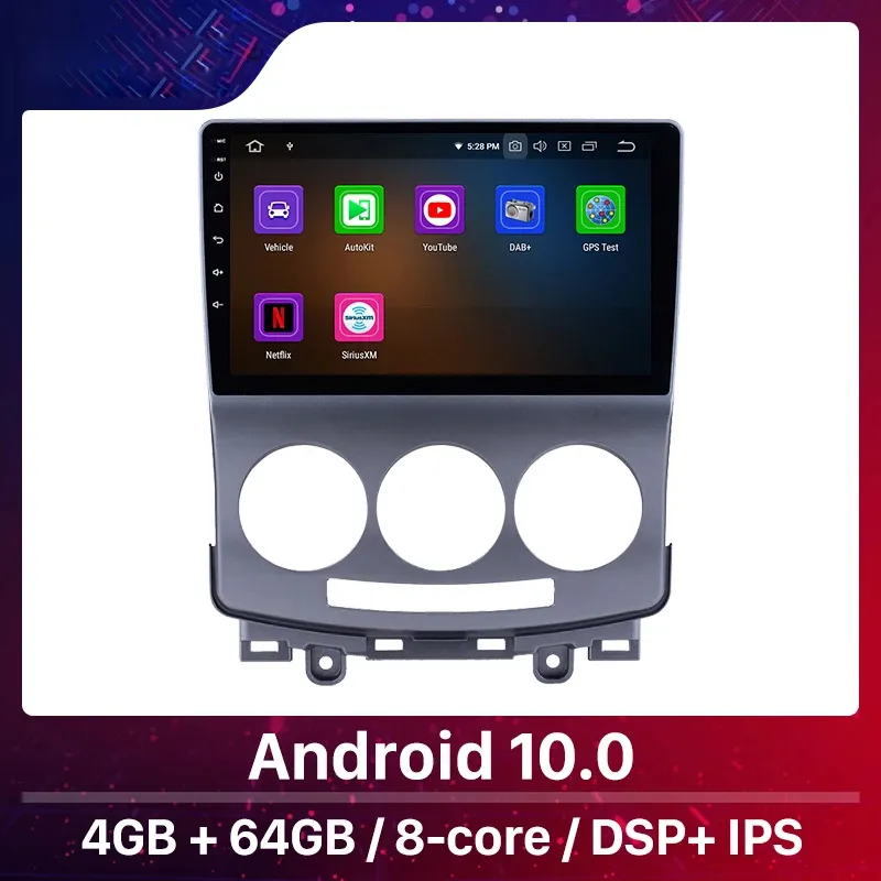 Android 10,0 carro DVD Rádio GPS Navegação Player Multimedia Estéreo Headunit para 2005-2010 Old Mazda 5 Auto Video DSP