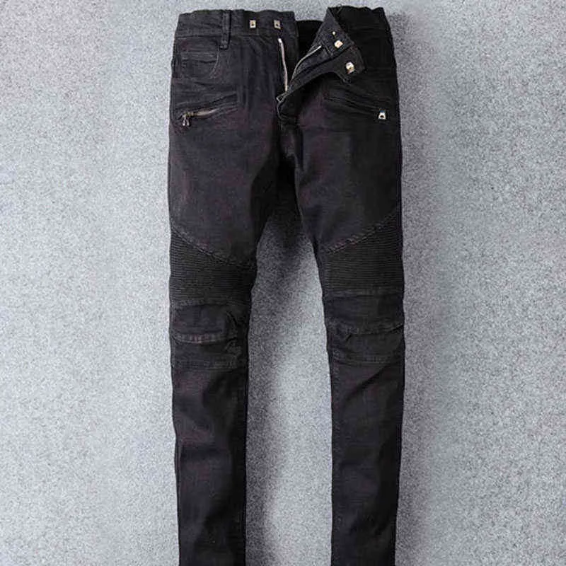 Designers de luxe Jeans en détresse France Mode Pierre Straight Biker Hole Stretch Denim Casual Jean Hommes Skinny Pants261K
