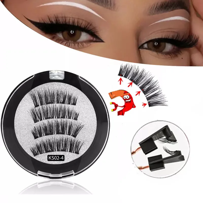 Reusable 3D Magnetic Eyelashes With 3/4 Magnets Handmade Makeup Extended Mink Eyelash