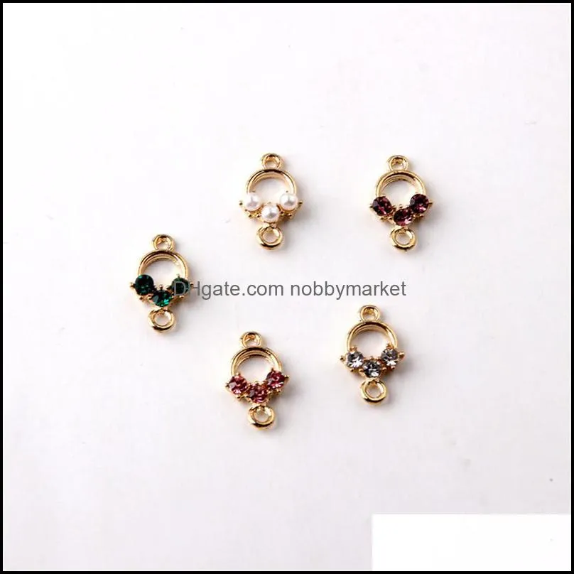 Zircon Pearl Pendant Double Hole Connector Pendants for Jewelry Making DIY Necklaces Earrings Bracelets Accessories Wish Gift