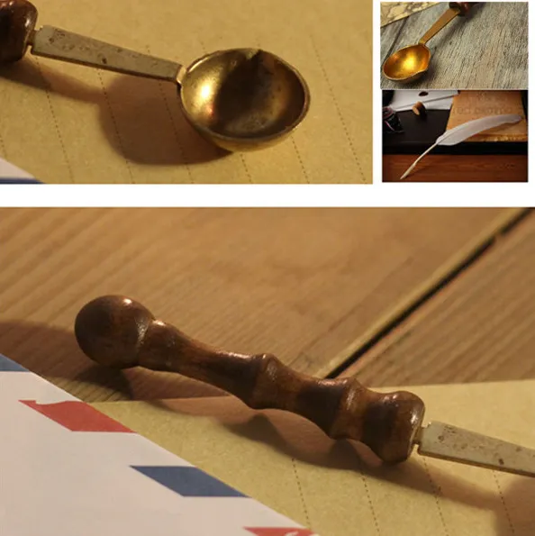 Wood Handle Scoop Vintage Stamp Sealing Wax Spoon Anti DIY Candle Fittings High Quality 1 8tt C