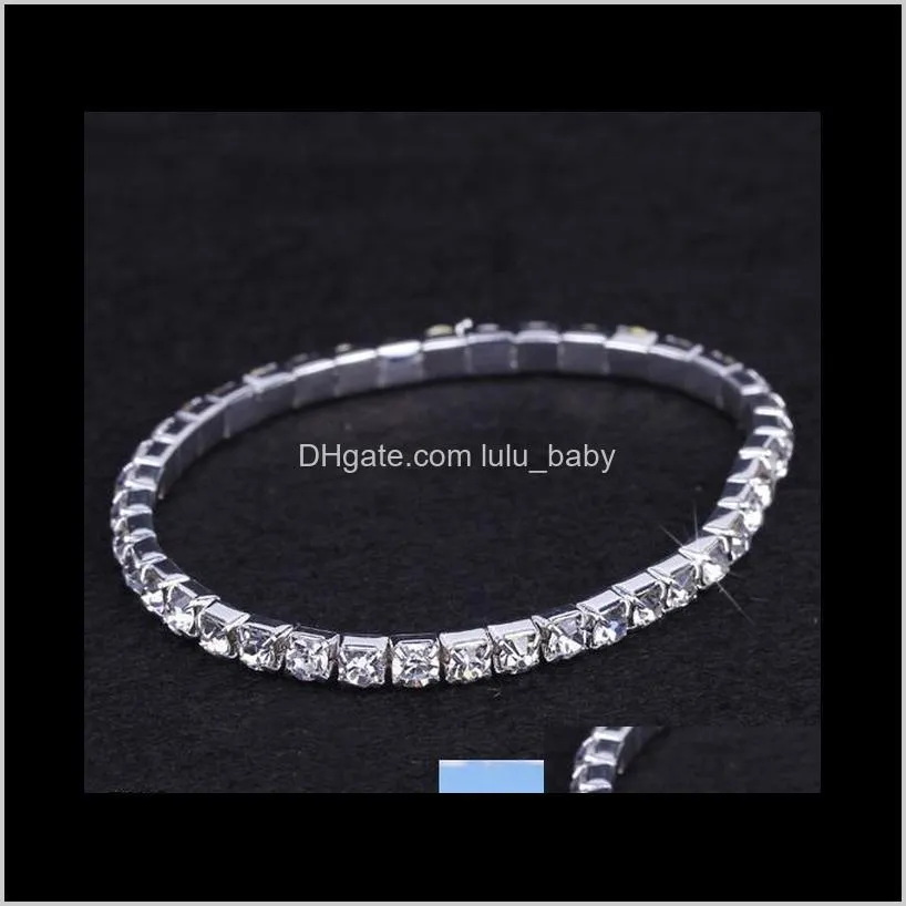 10pcs 1-10 rows rhinestone austria cz bracelets crystal wedding bride stretchy bangle wristband jewelry bracelet zau*10