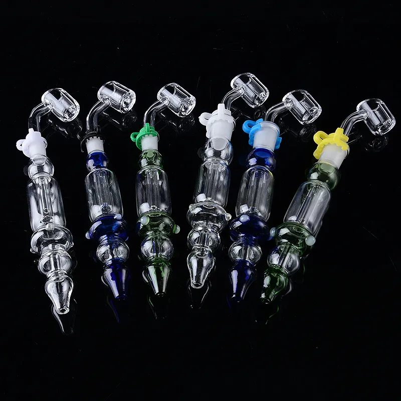 Mini Pyrex Nector Collectors Kit 10mm 14mm Smoking Pipes Collector NC Kits Oil Dab Rigs Small Hand Pipe With 45 Degree Quartz Banger Nails NC20