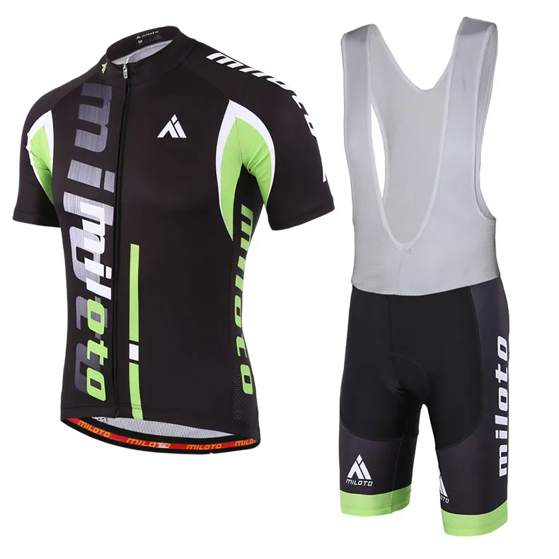 2023 Miloto Summer Black Green Cycling Jersey set oddychalny drużynowy wyścigowy sport