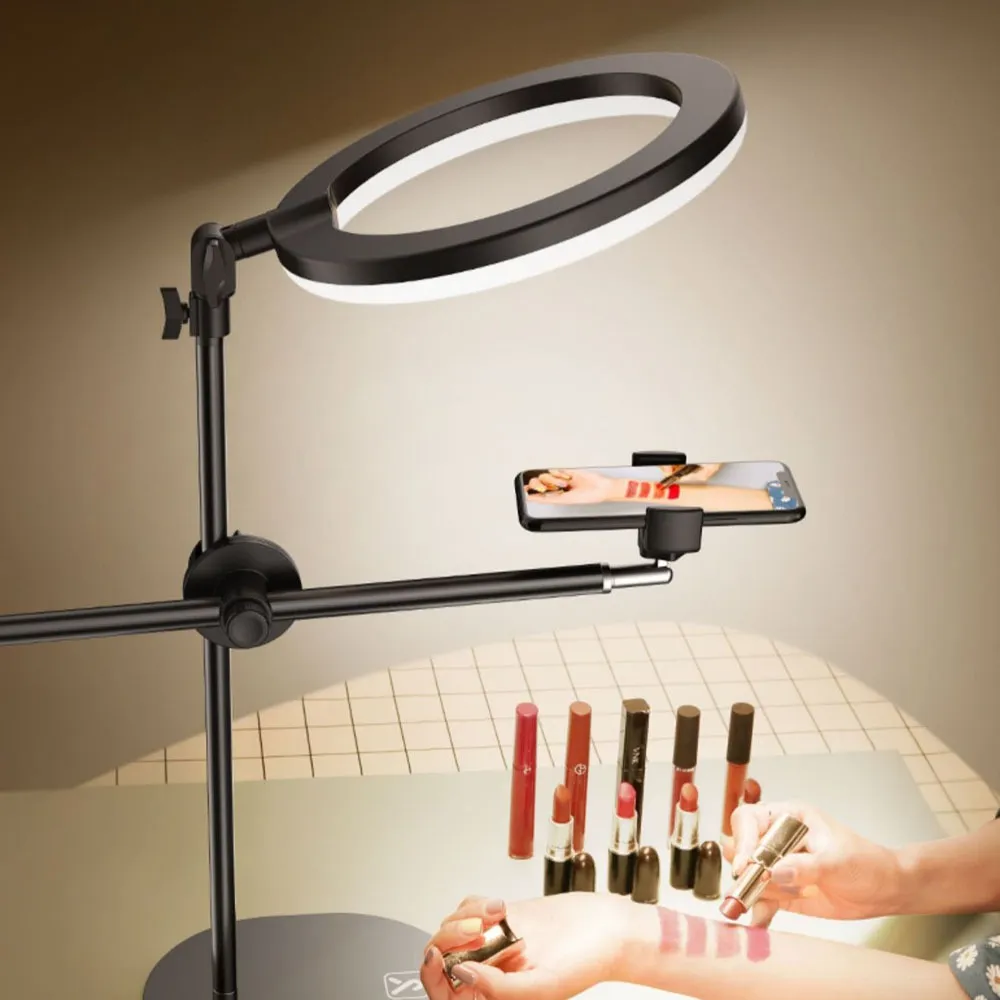 Éclairage LED Selfie Anneau Lumière Lampe Avec Trépied De Table Pour La Photographie Vidéo Vlog Maquillage Support De Téléphone Monopode Support De Montage NE060