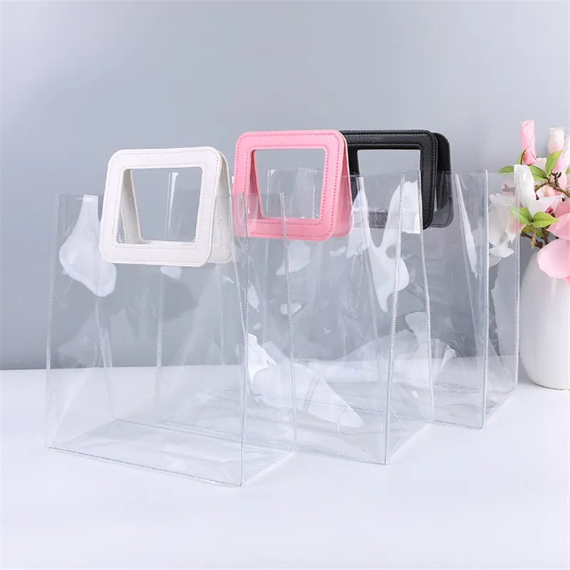 Transparent Packaging Bag Handbag PVC Sewing Transparent Portable Cosmetic Bag Gift Bags Wholesale LX2850