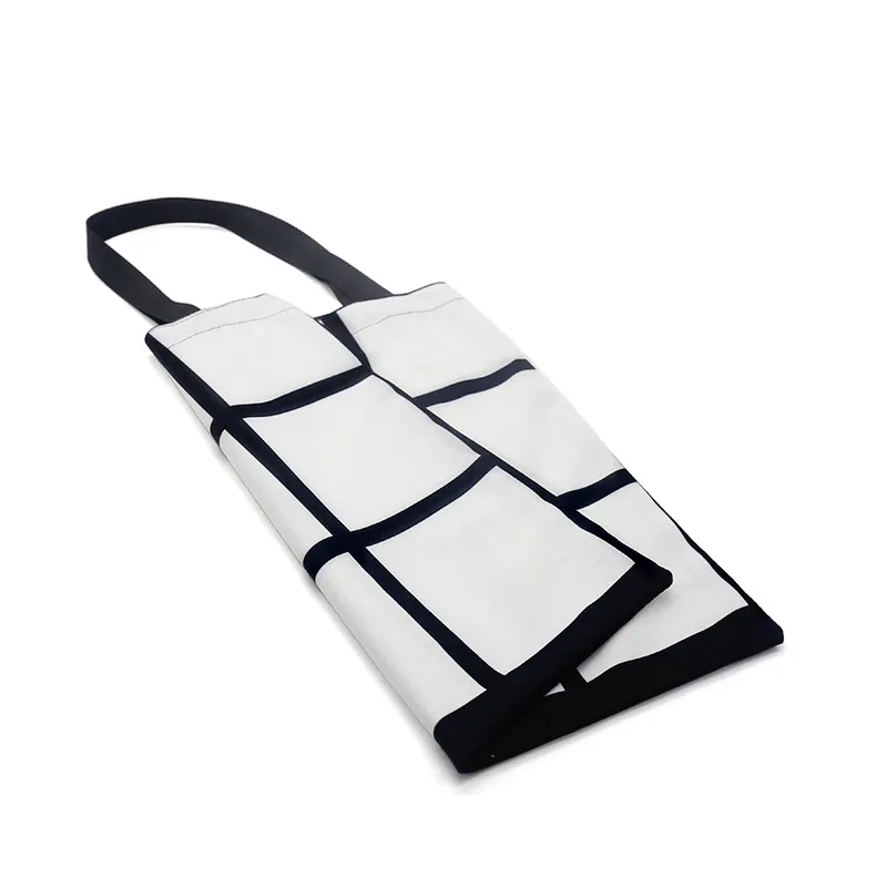 Sublimation Blank Storage Bag Outdoor Portable Large Capacity Shopping Tote Bags Creative Nine Square Grid Heat Transfer Handbag
