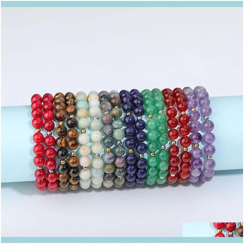 8mm Fashion Bead Bracelet Natural Stone Healing Crystal Stretch Beaded Bracelet Women Men Handmade Gemstone Jewelry