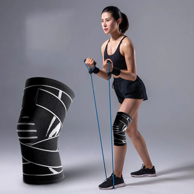 رجال الرياضة Kneepad Kneecap مضغوطة وسادات الدعامة ركبة مرنة الدعم الحزام لتشغيل كرة السلة لياقة رودليراس كوع