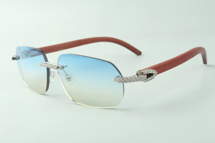 Direktförsäljning Medium Diamond Solglasögon 3524024 Med Original Trä Temples Designer Glasögon, Storlek: 18-135 mm