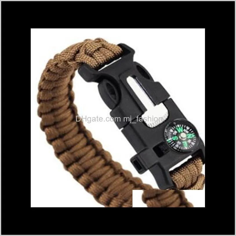 Charm Jewelrymens And Womens Outdoor Sports Camping Bracelet Important Keep Safe High Quality Paracord Bracelets With Compass 1505 Drop Deliv