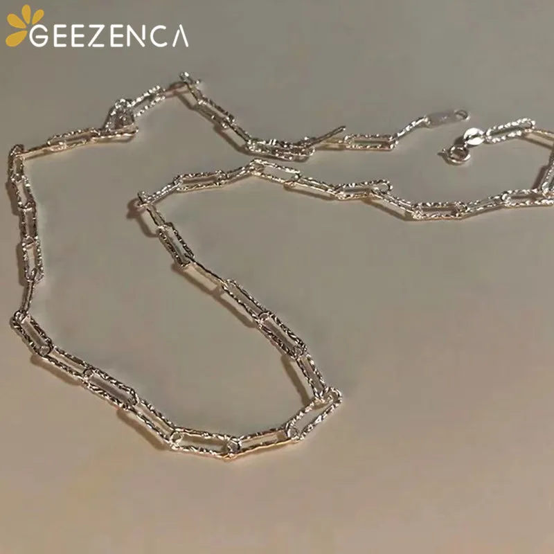 Collana girocollo con catena a maglie scintillanti in argento sterling 925, regalo per feste di tendenza in stile semplice