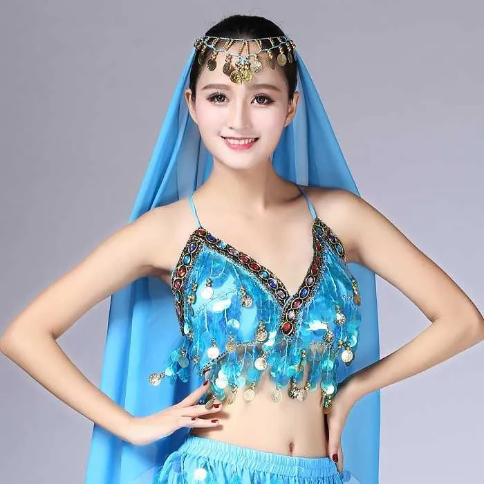 Rainbow Sequin Tassel Mermaid Festival Harness Bra Bralette Crop Top With Beading Coins And Lace Up Chiffon Boho Cami From Bai04 9.19 DHgate.Com