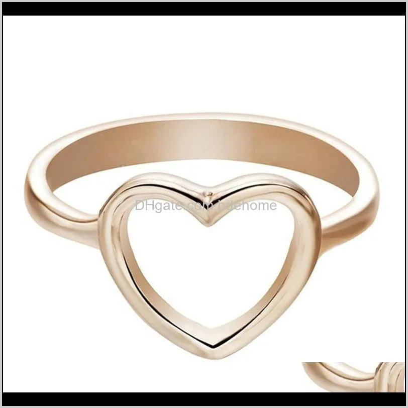 2019 new minimalist copper rose gold silver color heart shaped wedding ring for woman love finger ring for best friend