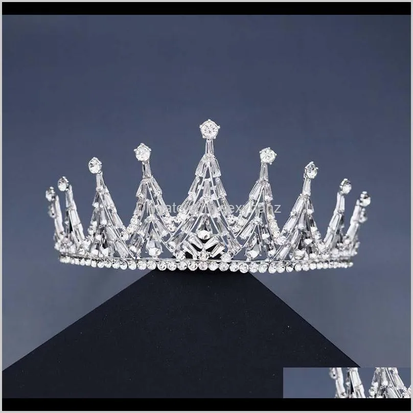 クリップバレットジュエリードロップ配信2021 Forseven sier Color Color Simple Shining Crystal Tiaras Crowns Royal Princess Diadem Bride Noiva Weddi