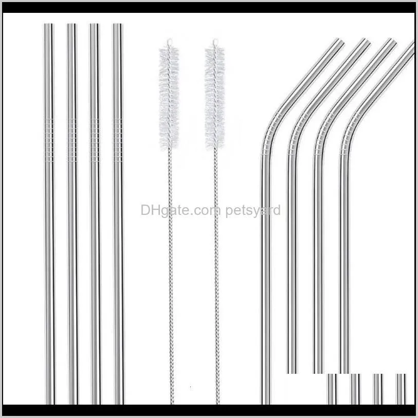 stainless steel straw reusable straws metal drinking straw bar drinks party wine accessories straight&ampbent style dh0118 122 j2