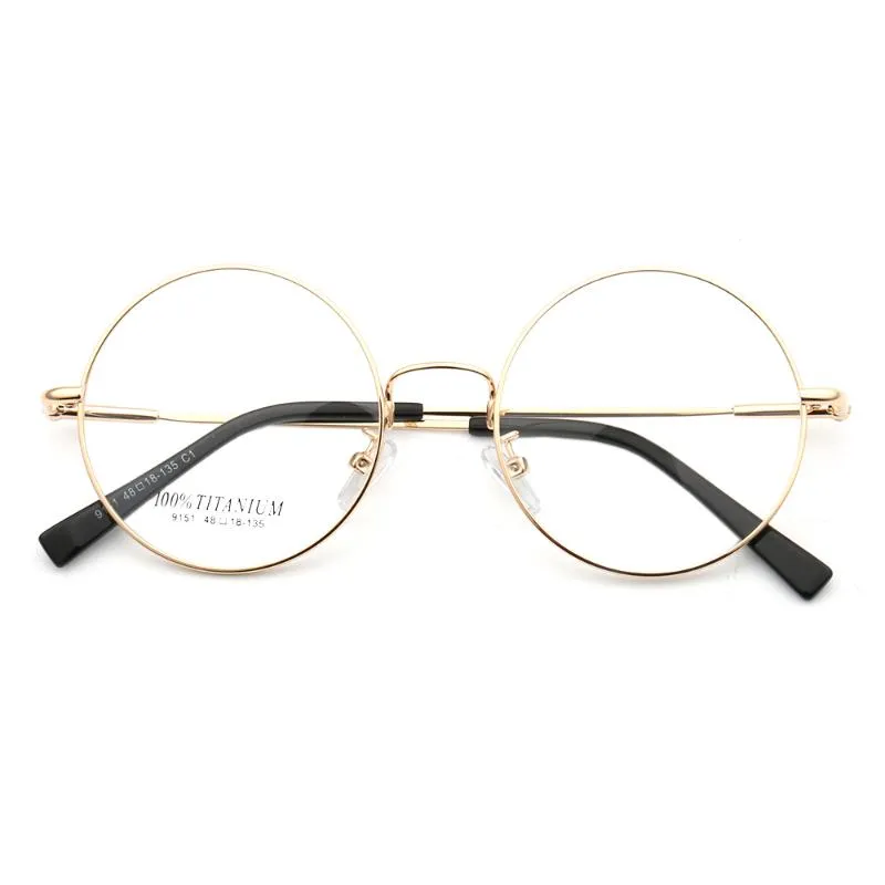 Moda Okulary Okulary Ramki Kobiety Okrągłe Okulary Dla Mężczyzn Metal Okulary Okulary RX Okulary Pełne Rim Lekkie Złote Okulary