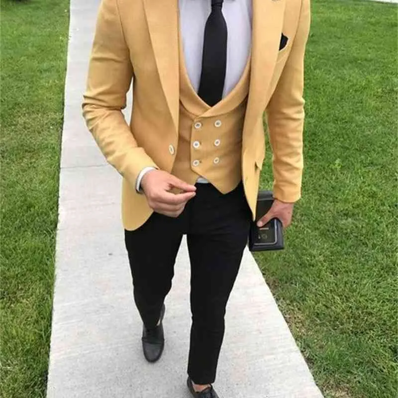 Compra Trajes Para Hombres Blazers Nuevo Traje Amarillo Para Hombre Blazer  3 Piezas Boda Con Pantalones Chaleco Formal Terno Tuxedo Slim Fit Casual  Chaqueta Costo Barato | Entrega Rápida Y Calidad | Es.Dhgate