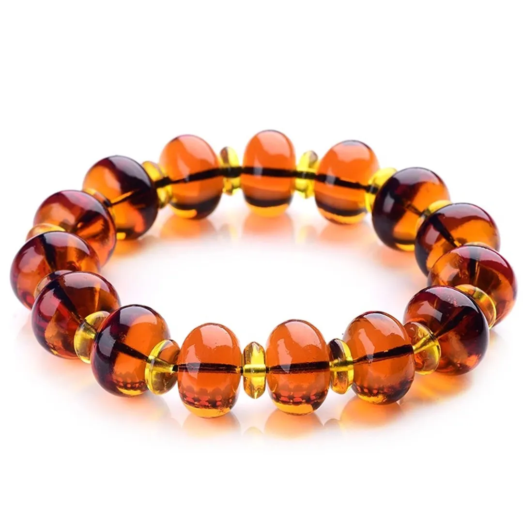 12-20mm Natural Azul Amber Pulseira Jóias Para As Mulheres Homens Cura Riqueza Sorte Pedra Grânulos Dominicano Gemstone Stretch Bangle Aaaa