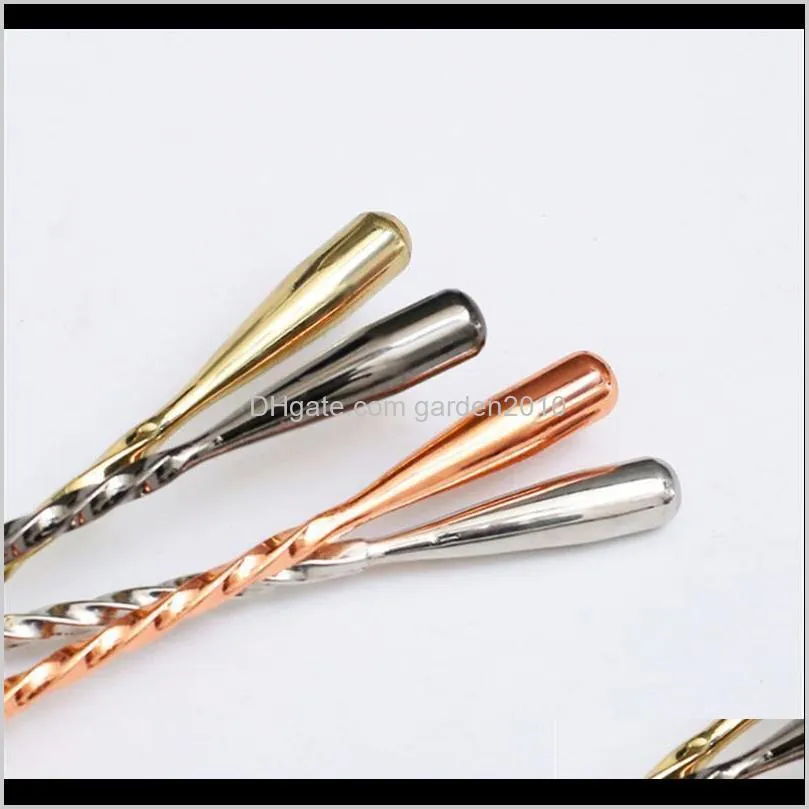 1pcs stainless steel mixing cocktail spoon spiral pattern bar teadrop spoon coffee stir bar tool bartender tools