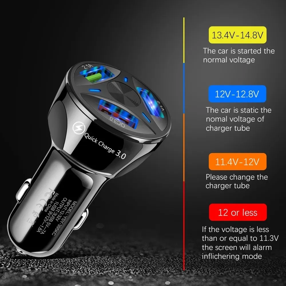 YSY 395KC QC 3.0 3xUSB Порты Автомобильные Зарядные Устройства USB  Универсальный Телефон Зарядное Устройство Быстрая Зарядка В Машине Для  Смартфонов Быстрый Заряд От 215 руб. | DHgate