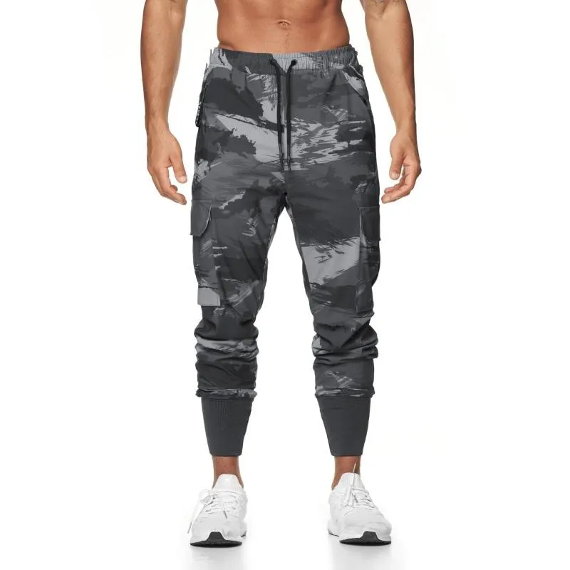 أسلوب ركض sweatpants عارضة السراويل رياضة اللياقة البدنية تجريب السراويل الذكور متعددة جيب تشغيل الرياضة القطن المسار الرجال