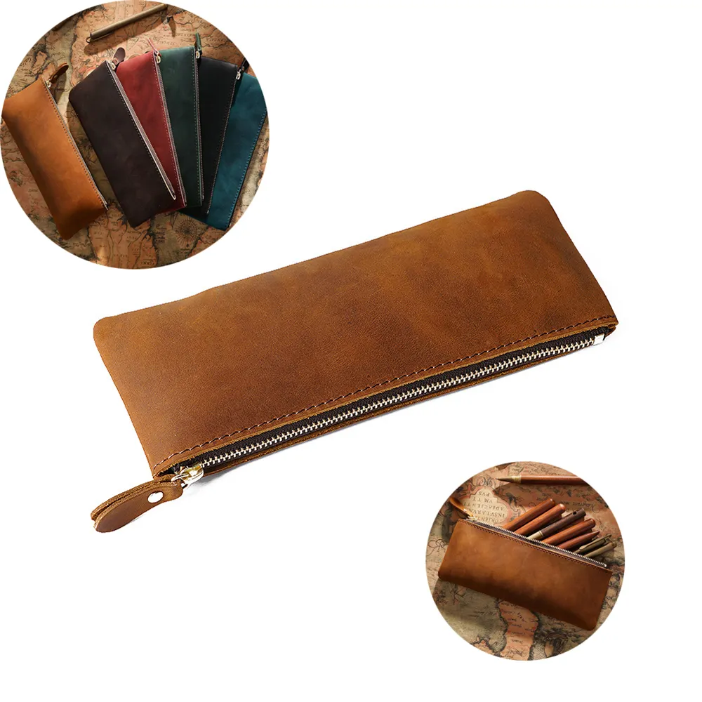 Vintage Leather Pencil Case Classic Stationery Bag Durable Handy Pen Pouch  Handmade Professionals Pencilcase 1XBJK2104 From 6,06 €