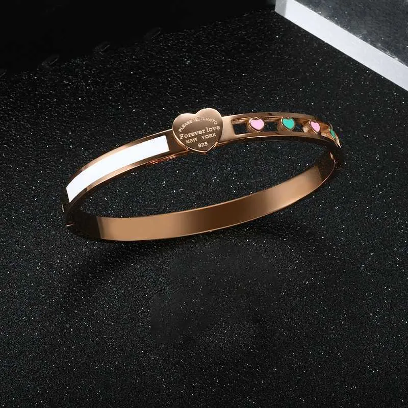 1pc Luxury Titanium Steel Shell Bangle, Minimalist Open Design With Rhinestone, Exquisite Gold-Tone Bracelet | SHEIN A