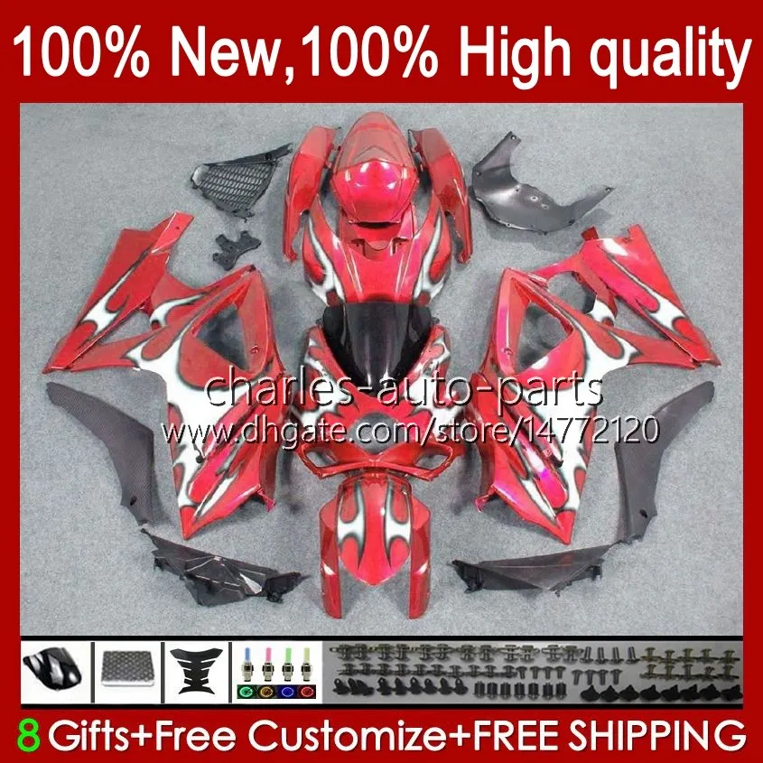 Motorcykel Fairings för Suzuki GSX R1000 GSXR 1000 1000CC 2007-2008 48NO.59 GSX-R1000 GSXR1000 K7 07 08 GSXR-1000 GSXR1000CC 2007 2008 OEM Fairing Kit Silvery Flames