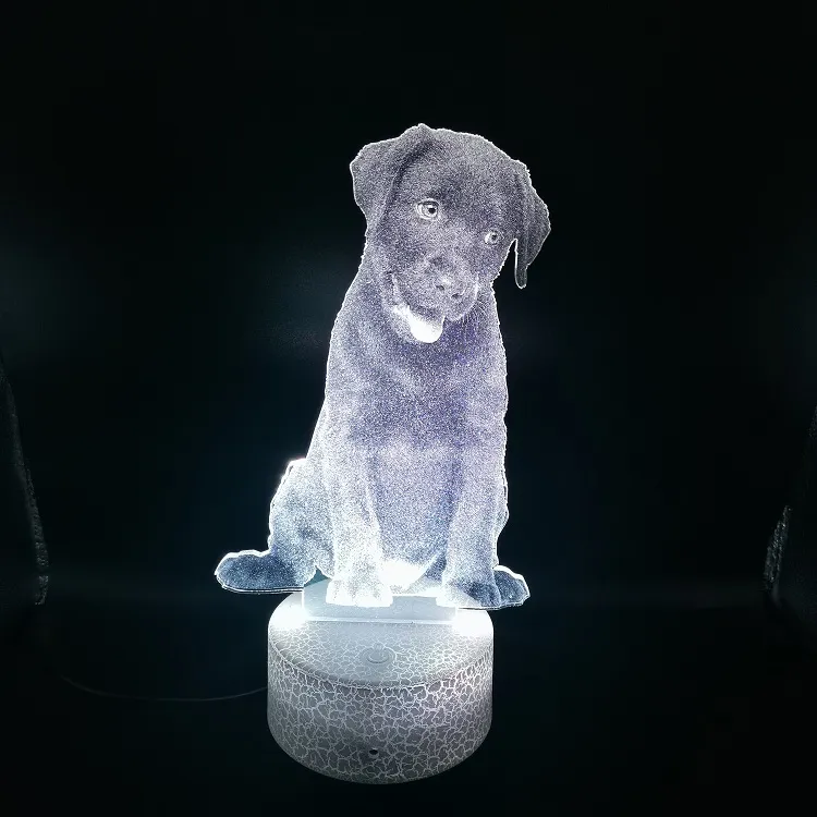 Pet Dog 3D Night Light Labrador Puppy LED Nightlight Color Changing For ...