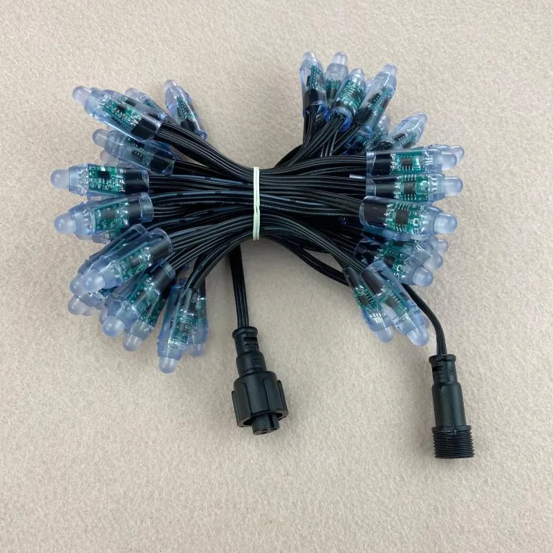 2022 새로운 50ct / 4 인치 / DC12V WS2811 / 규제 LED 픽셀 노드, 18AWG 모든 검은 와이어; IP68; 13.5mm / xconnect