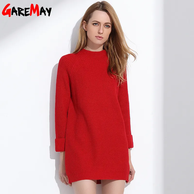 Robe Pull Femme Pull Robe Femmes Chandails D'hiver Et Long Pull Femmes Pulls Tricot Jersey Mujer GAREMAY 210428