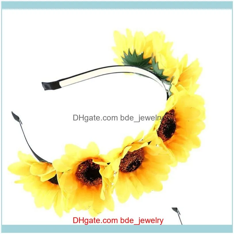 Hair Clips & Barrettes Sunflower Headband Floral Flower Crown Band Wreath Headpiece