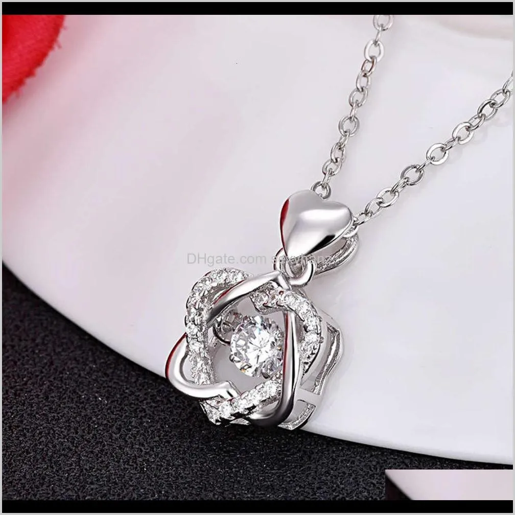 pendant 925 silver necklace six star heart-shaped smart pendant korean version simple fashion collar chain creative versatile