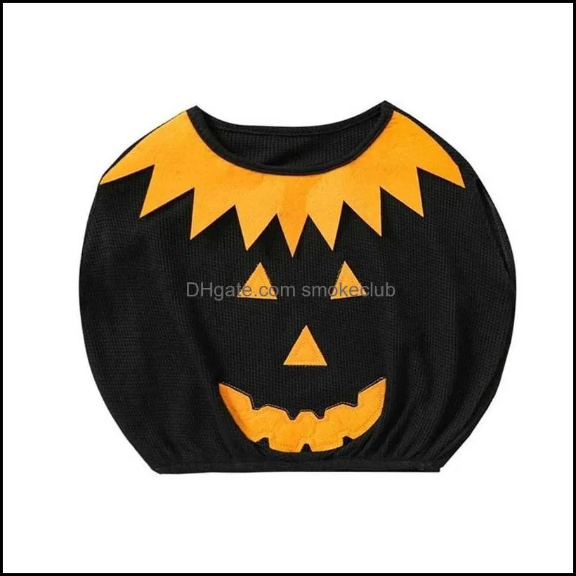 Toddlers Pumpkin Halloween costume children`s stage makeup performance pullover top waffle cotton sleeveless tank overall LLB9539