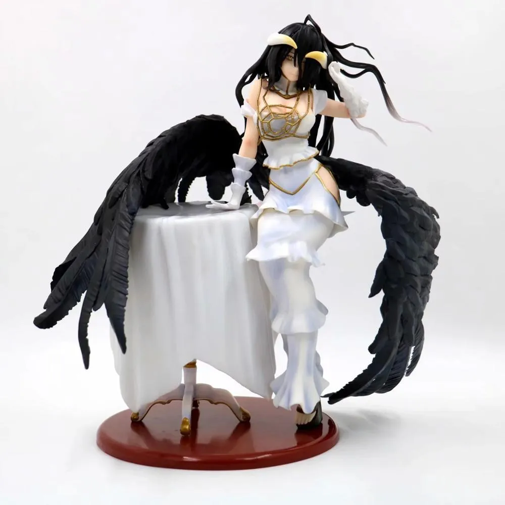 Anime Sexy Girl Figure Ainz Ooal Gown Pure-White Devil Albedo 1/7 Scale PVC Action Figure Collectible Model Adult Toys Doll Gift Q0522