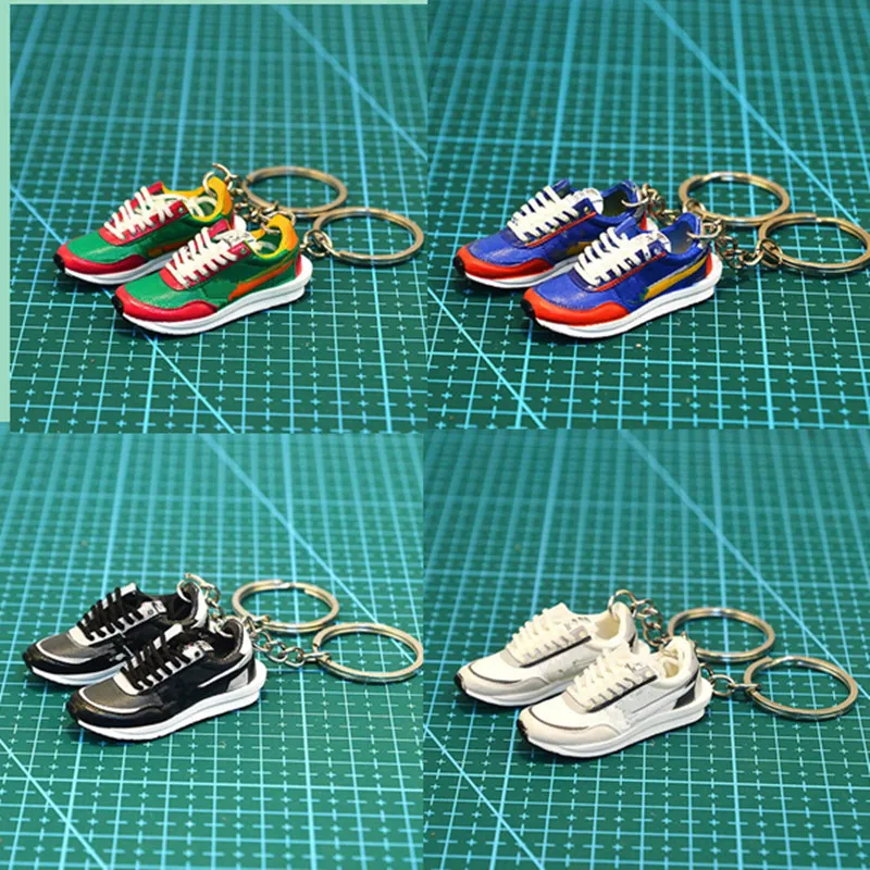 7 stilar mini 3d stereo sneaker keychain kvinna män barn nyckel ring gåvor skor nyckelringar bil handväska nyckelkedja basket skor nyckelhållare