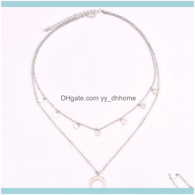 Fashion Moon Multilayer Necklace With Zinc Alloy For Women Style Pendant Jewelry Wholesale Chains