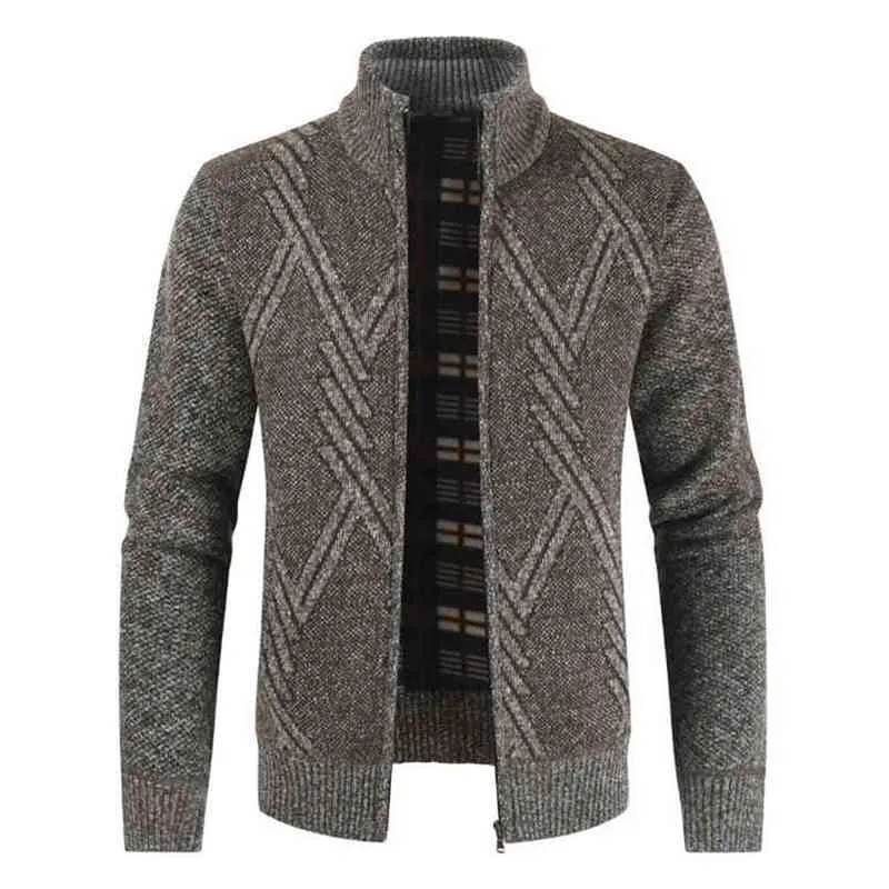 AIOPESON Autumn Winter Mens Sweater Casual Stand Collar Thick Cardigan Fashion Warm Coats 210809