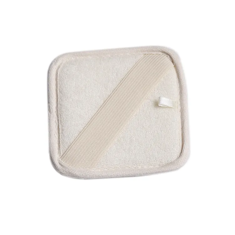 Coussin de Loofah naturel de forme carrée 11x11cm, éponge exfoliante Luffa pour bain, douche et Spa
