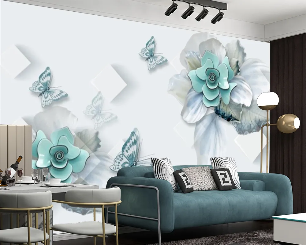 Wall Papers Flowers and Butterflies 3d Flower Wallpaper Living Room Bedroom Kitchen Home Decor Modern Mural Wallpapers