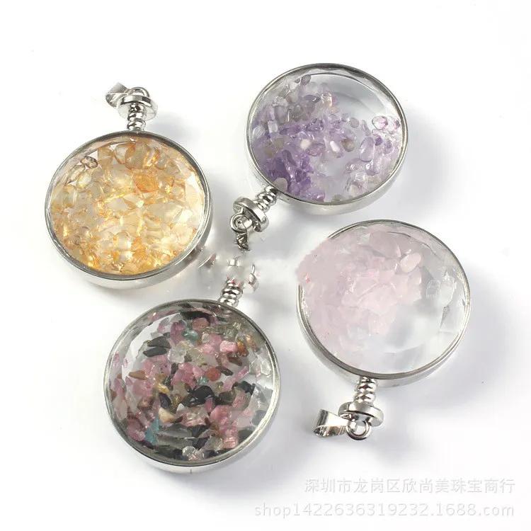 Chakra Cura Cristal Desejando Pingentes de Garrafas Colar Para Meninas Das Mulheres Rock Wicca Tumble Stone Reiki Energy Pingente