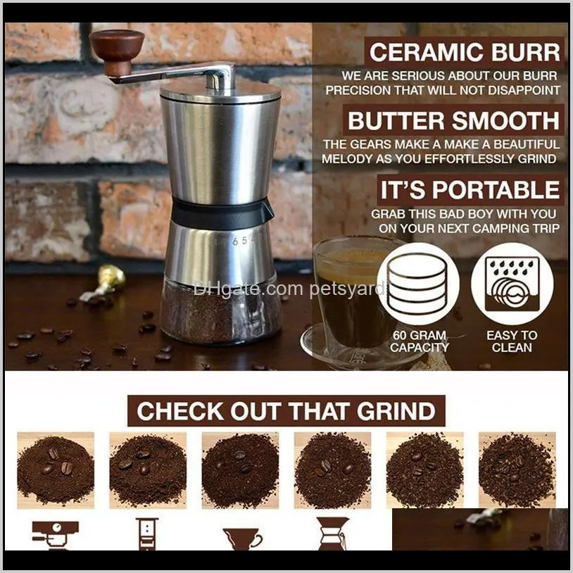 coffee mill stainless steel hand crank grinding conical ceramic grinder manual with cutters grinders