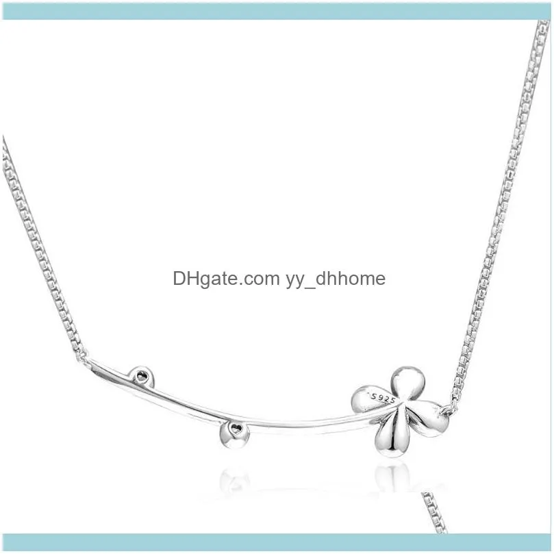 Chains 925 Sterling Silver Choker Four-Petal Flower Necklace Chain Pendant For Women Gift Trinket Jewelry Collars