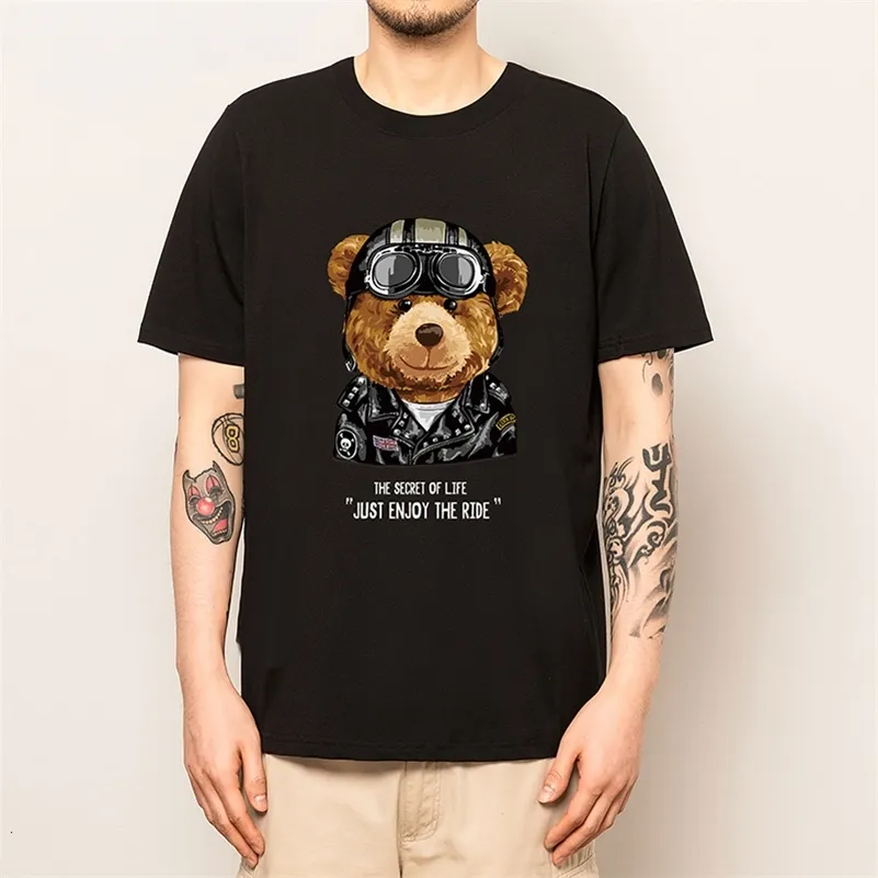 ExtFine Cute Bear Short Sleeve T Shirt For Men Fashion Brand Streetwear Casual Tops Cartoon Graphic Men's Clothing Hip Hop Tees 220224