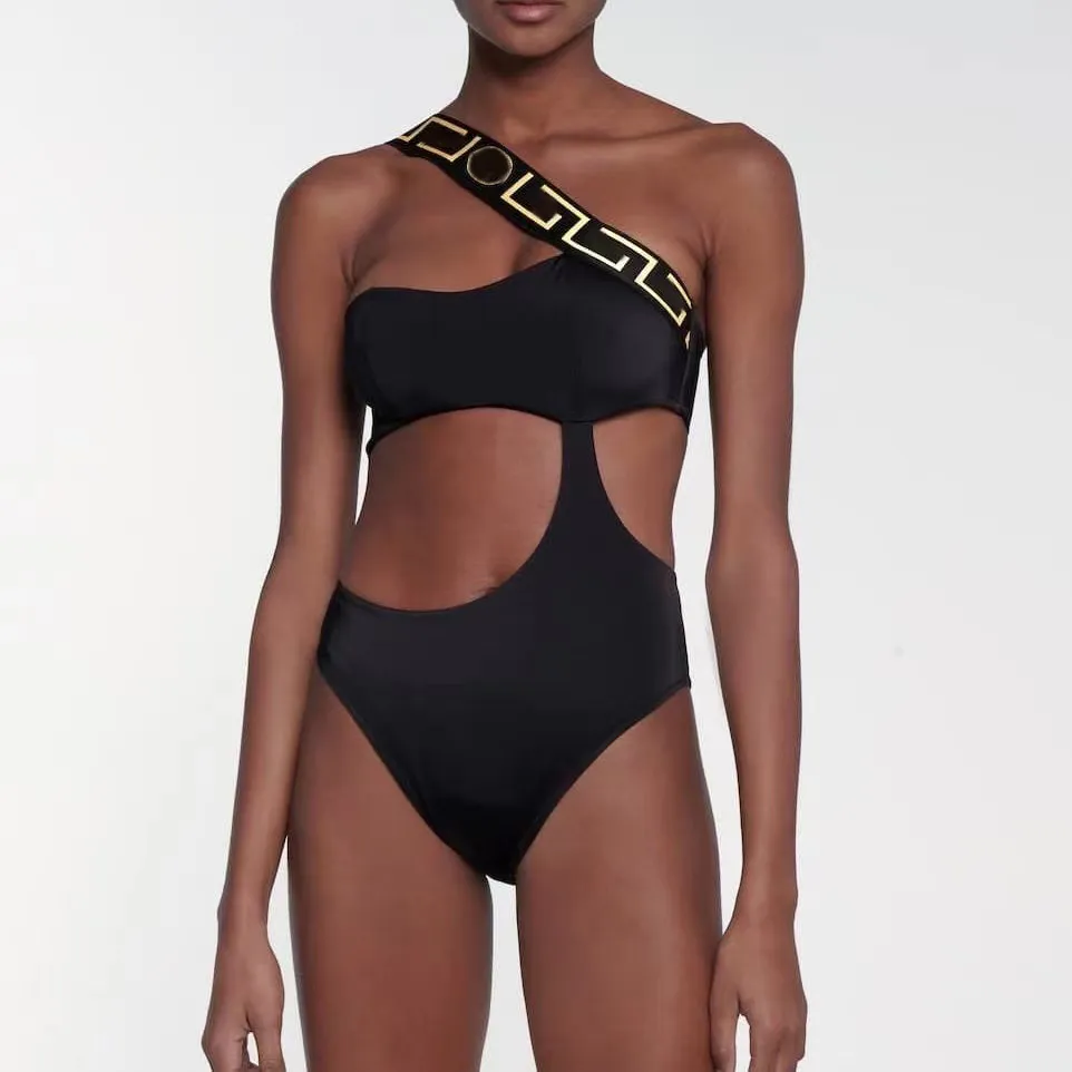 Noir Bandage Bikini Femme Body Maillot De Bain Designer Marque Femmes Maillots De Bain Un Halter Bikini Noir Maillot De Bain Rembourré Natation Sexy Wear